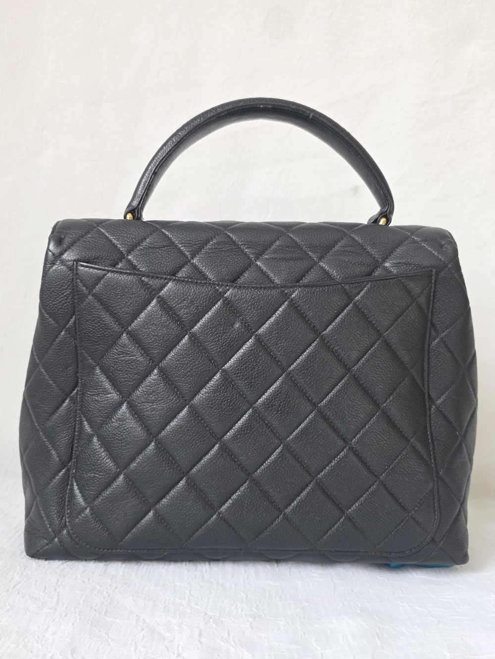 Auth CHANEL Caviar Kelly Quilted Jumbo Flap Top-Handle Bag - Picture 2 of 14